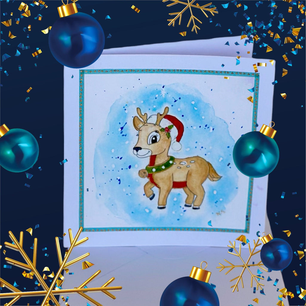 Cartões de Natal originais em aquarela, pintados à mão, conjunto de 10, com envelope.