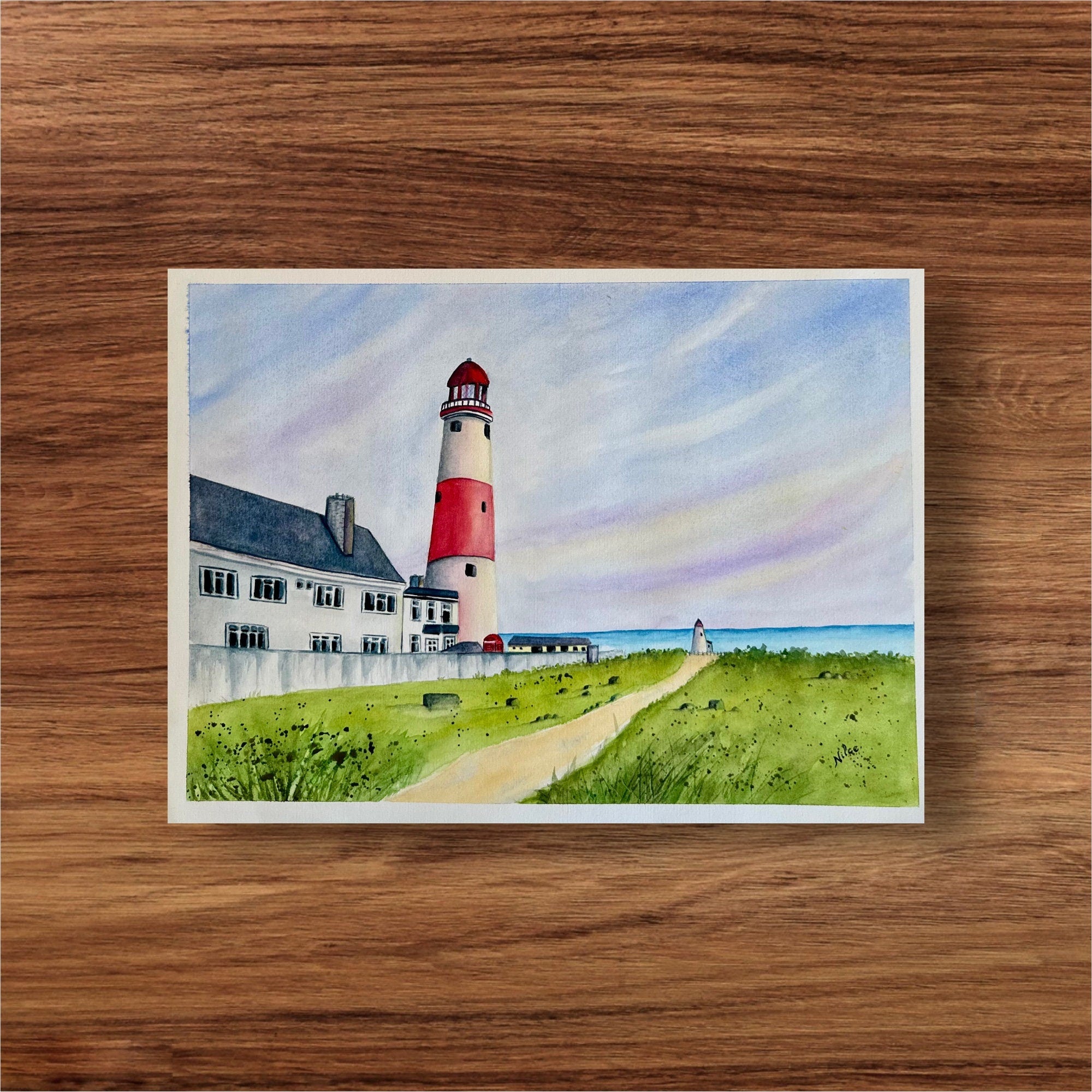 O Farol — Pintura Original em Aquarela sobre Papel 100% Algodão, 38x28cm, sem moldura