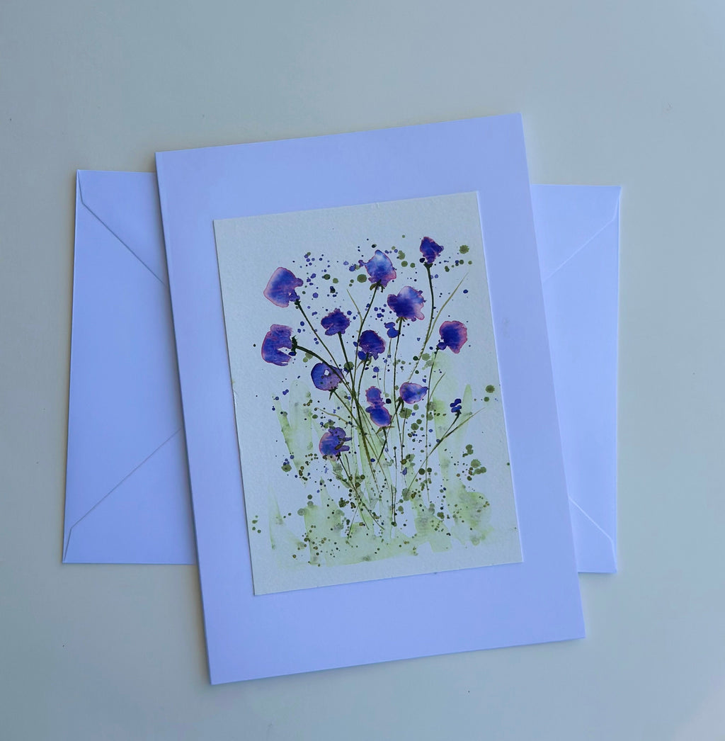 Cartões originais de aquarela Flores, 15 x 21 cm com envelope
