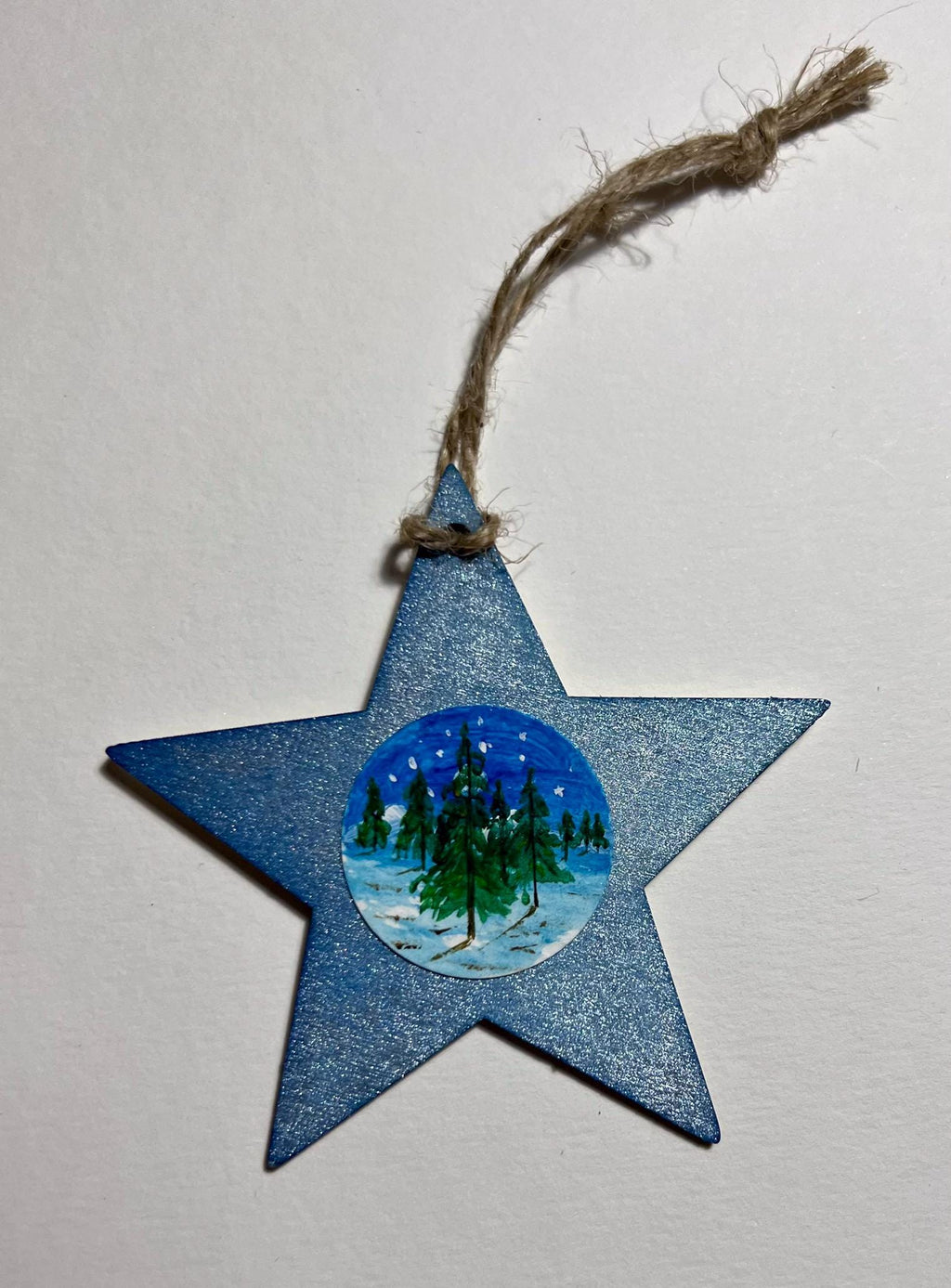 Enfeites de Natal Mini pintura original em aquarela sobre madeira, conjunto de 5.