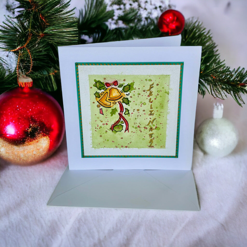 Cartões de Natal originais em aquarela, pintados à mão, conjunto de 10, com envelope.