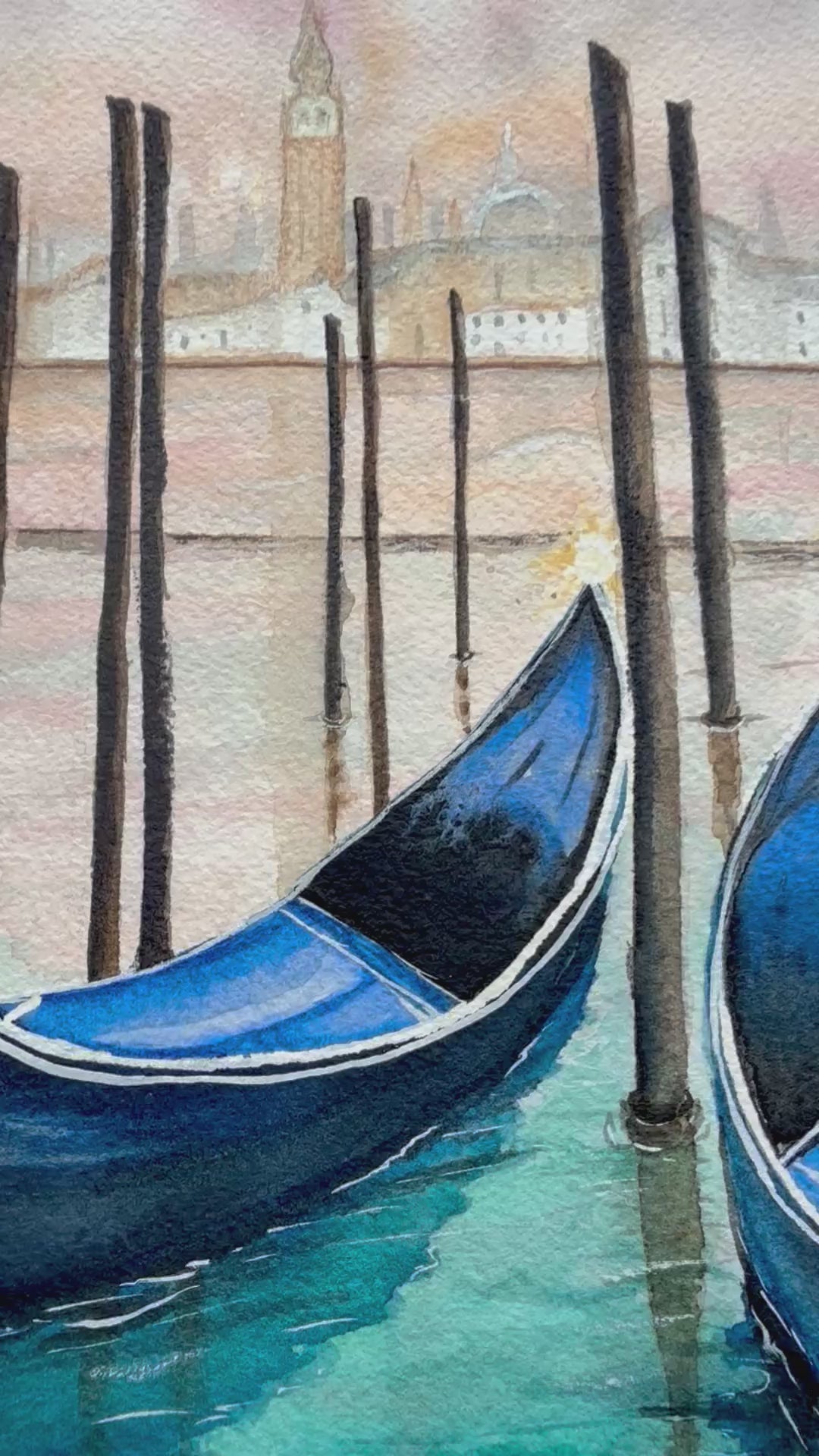 Veneza - Pintura Original em Aquarela profissional, 42x30cm, sem moldura