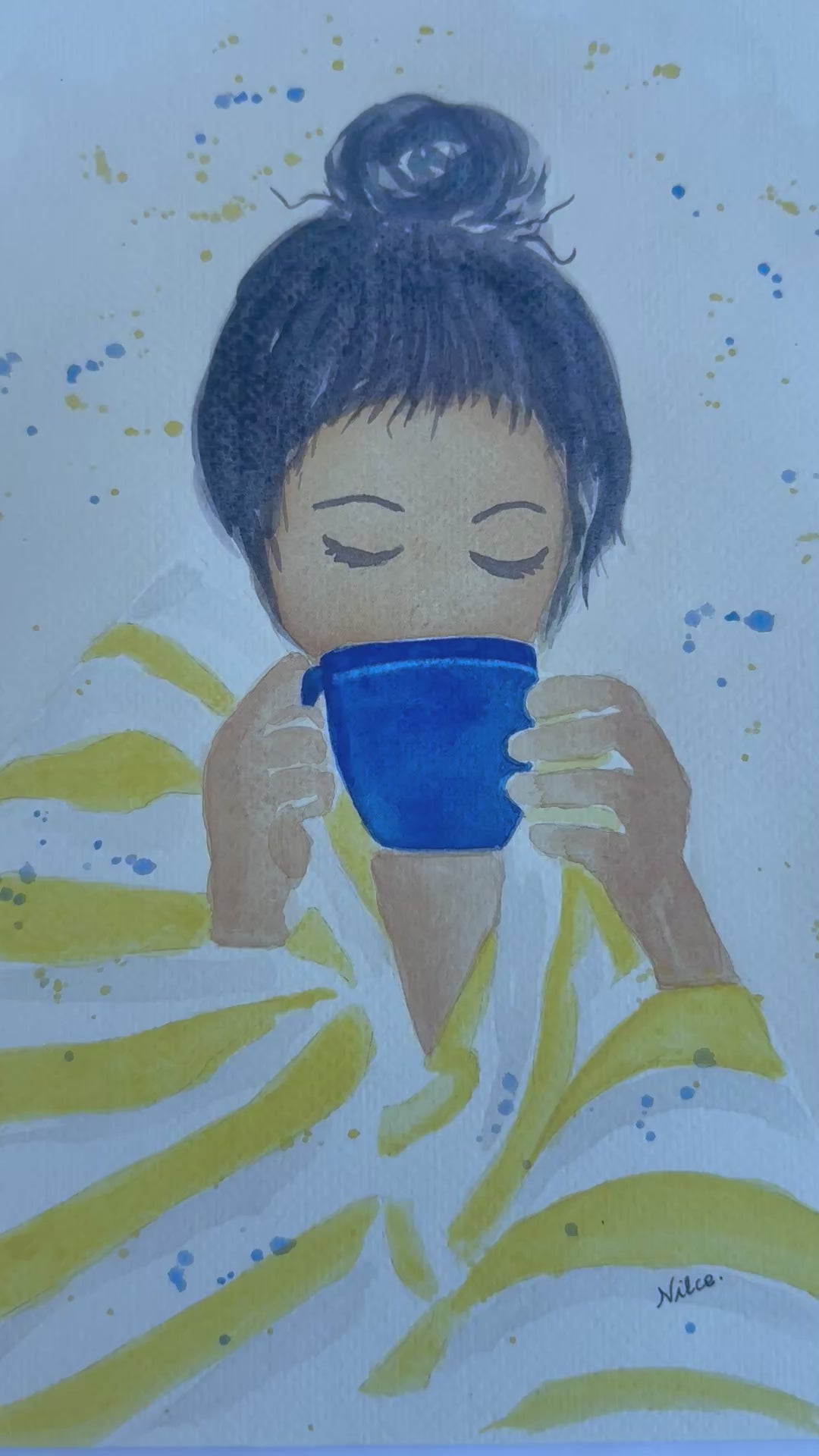 Mulheres - Pintura Original em Aquarela profissional sobre papel de algodão, 21x30cm, sem moldura